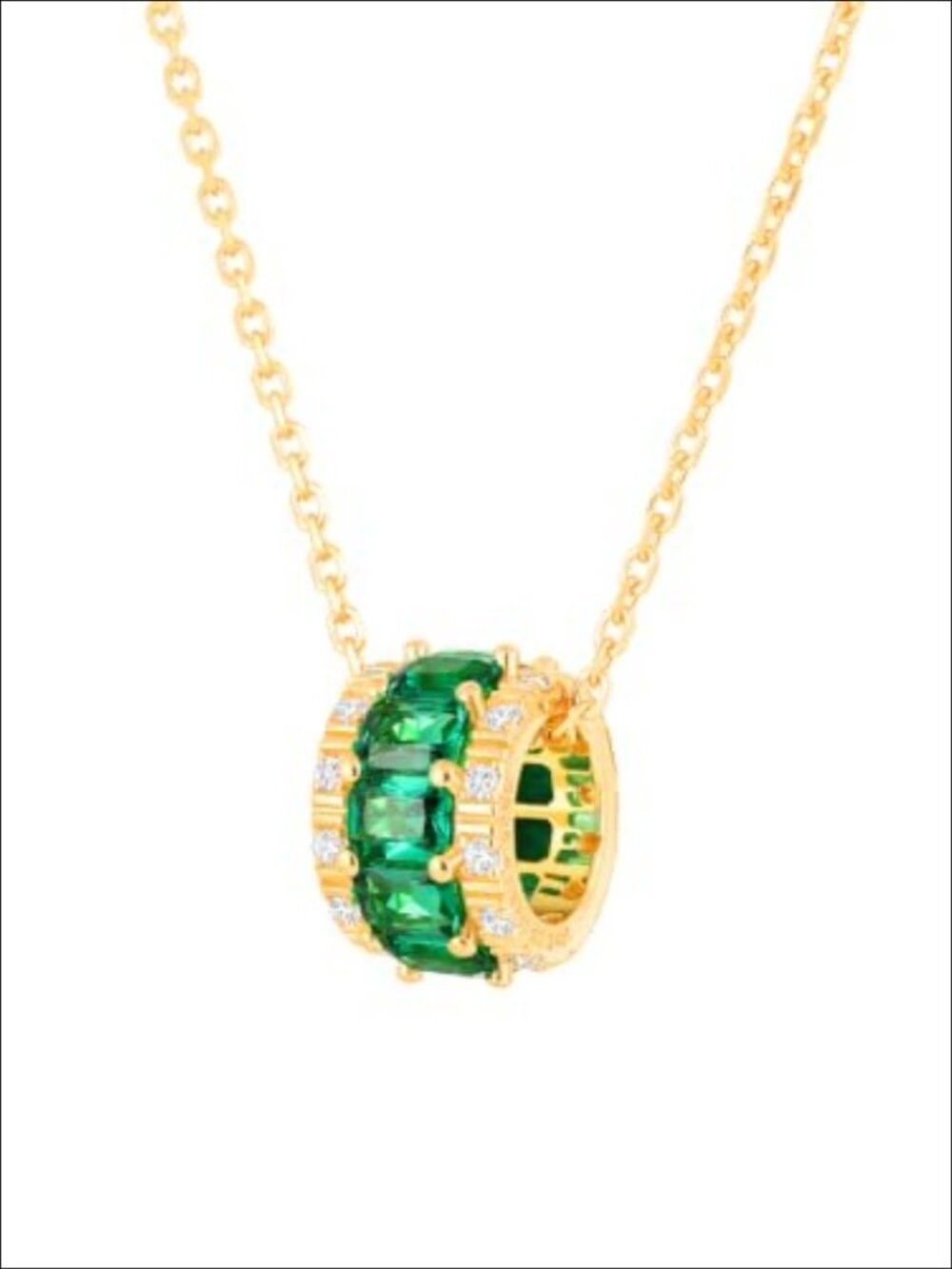 Toi Et Moi Necklace Created Emerald Moissanite 925 Sterling Silver 18K Gold